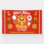 Slice Slice Cheesy Baby Pizza 1st Birthday Large Banner (Horizontal)