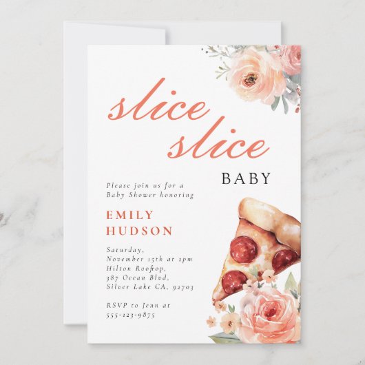 Slice Slice Pizza Baby Dusche Einladung (Vorderseite)