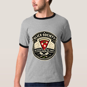 Slice Society Vintage Pizza Abzeichen Streetwear T T-Shirt