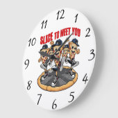 Slice, um dir eine lustige Pizza zu treffen Große Wanduhr (Winkel)