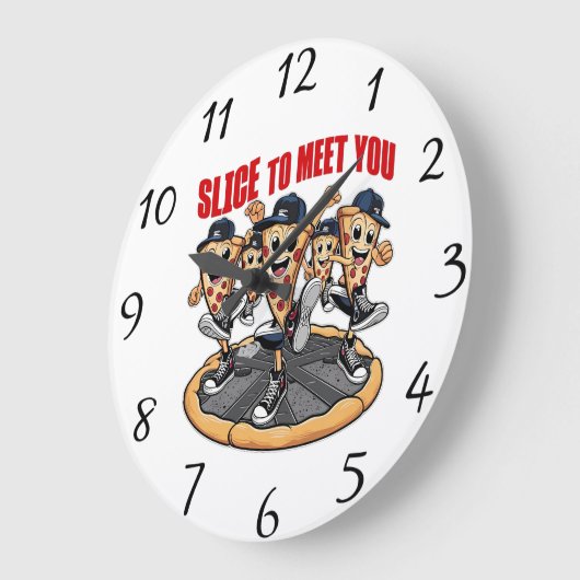 Slice, um dir eine lustige Pizza zu treffen Große Wanduhr (Winkel)