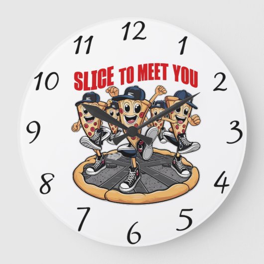 Slice, um dir eine lustige Pizza zu treffen Große Wanduhr (Vorderseite)