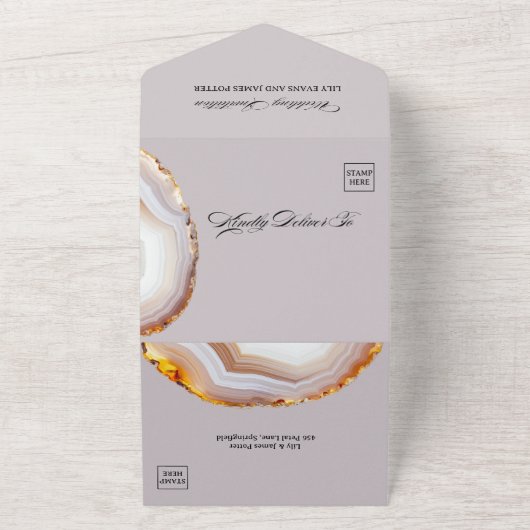 Sliced Agate Abstract Wedding All In One Einladung (Außenbereich)