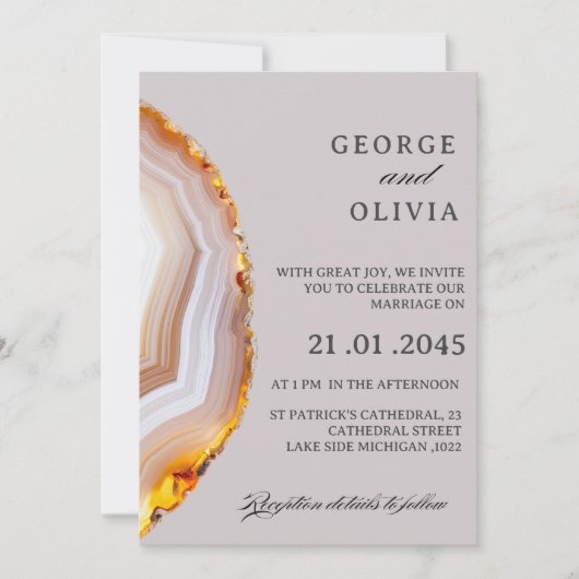 Sliced Agate Abstract Wedding Einladung (Vorderseite)