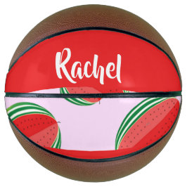 Sliced watermelon pattern on pink basketball