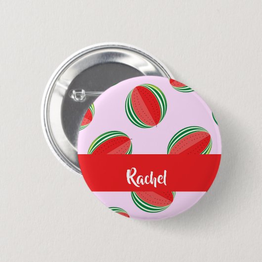 Sliced watermelon pattern on pink button (Vorne & Hinten)