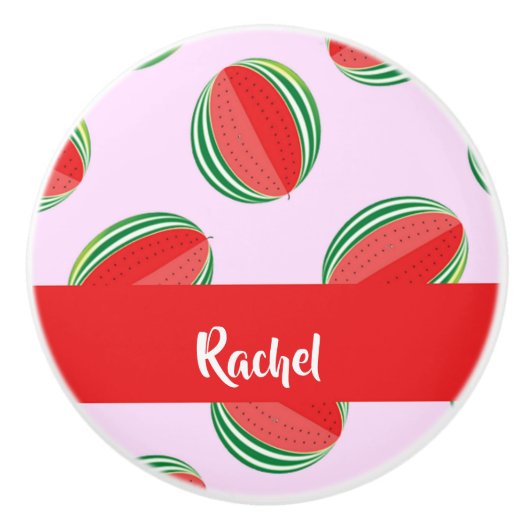 Sliced watermelon pattern on pink keramikknauf (Vorderseite)