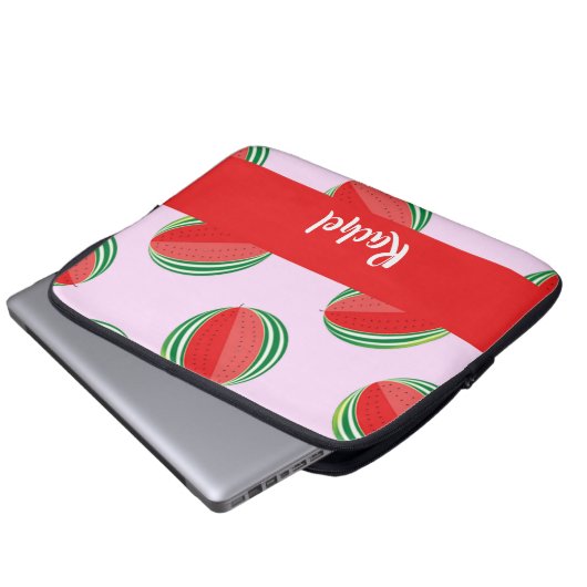 Sliced watermelon pattern on pink laptopschutzhülle (Vorne Knopf)
