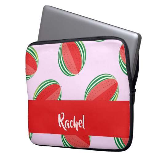 Sliced watermelon pattern on pink laptopschutzhülle (Vorderseite Links)