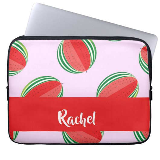 Sliced watermelon pattern on pink laptopschutzhülle (Vorderseite)