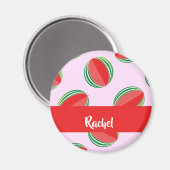 Sliced watermelon pattern on pink magnet (Vorderseite/Rückseite)