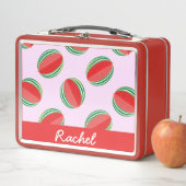 Sliced watermelon pattern on pink metall brotdose (Beispiel)