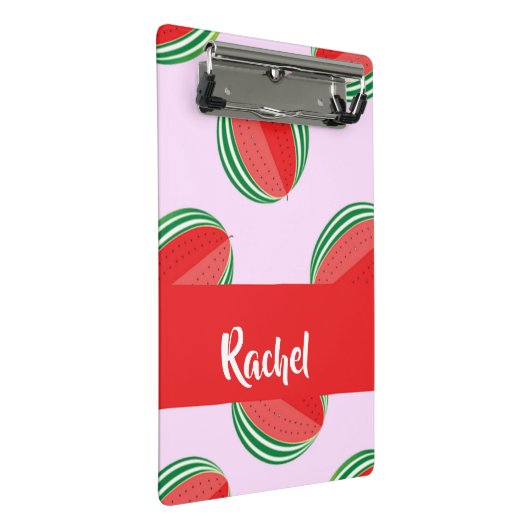Sliced watermelon pattern on pink mini klemmbrett (Schrägansicht)