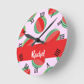 Sliced watermelon pattern on pink runde wanduhr (Winkel)