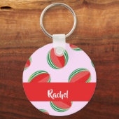 Sliced watermelon pattern on pink schlüsselanhänger (Vorderseite)