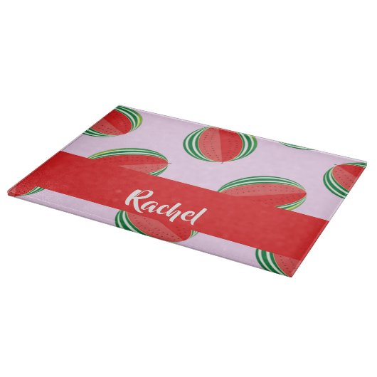Sliced watermelon pattern on pink schneidebrett (Ecke)