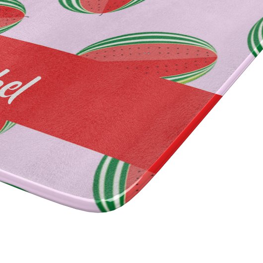 Sliced watermelon pattern on pink schneidebrett (Ecke)