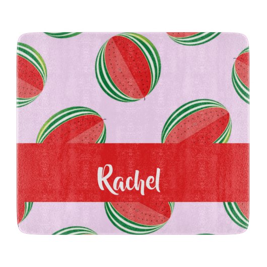 Sliced watermelon pattern on pink schneidebrett (Vorderseite)