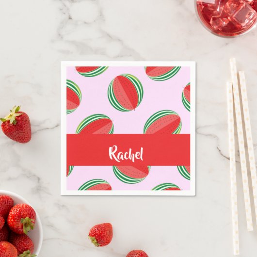 Sliced watermelon pattern on pink serviette (Beispiel)