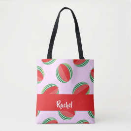 Sliced watermelon pattern on pink tasche