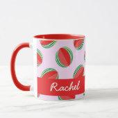 Sliced watermelon pattern on pink tasse (Links)