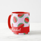 Sliced watermelon pattern on pink tasse (Vorderseite Links)