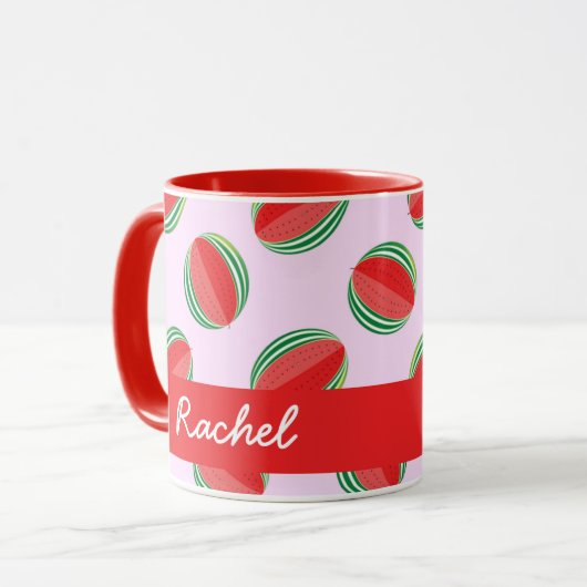 Sliced watermelon pattern on pink tasse (Vorderseite Links)