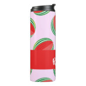 Sliced watermelon pattern on pink thermosbecher (Nach links gedreht)