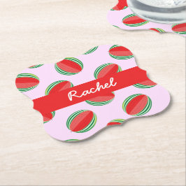 Sliced watermelon pattern on pink untersetzer