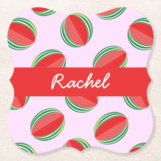 Sliced watermelon pattern on pink untersetzer (Vorderseite)