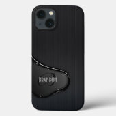 Slick Black Metallic Texture Monogram Case-Mate iPhone Hülle (Rückseite)