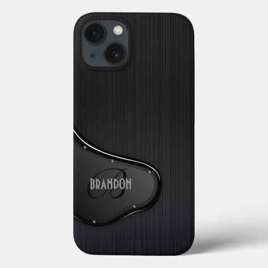 Slick Black Metallic Texture Monogram Case-Mate iPhone Hülle (Rückseite)