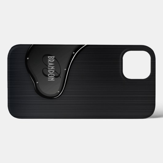 Slick Black Metallic Texture Monogram Case-Mate iPhone Hülle (Rückseite (Horizontal))