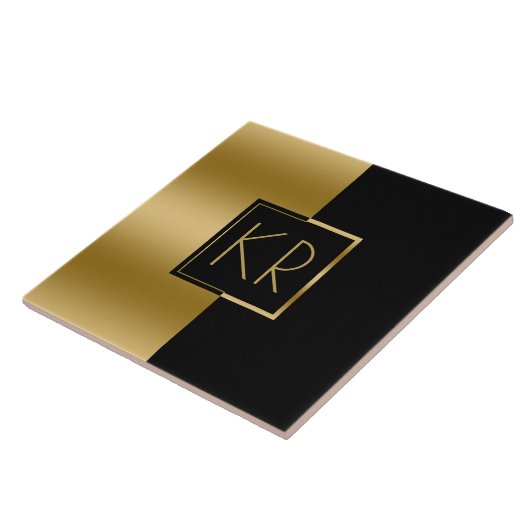 Slick Geometric Gold & Black Modern Design Fliese (Seite)