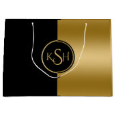 Slick Gold & Black Modern Geometric Design Große Geschenktüte (Vorderseite)