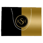 Slick Gold & Black Modern Geometric Design Große Geschenktüte (Rückseite)