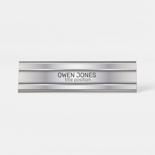 Slick Gray Metal Schreibtischnamensplakette (Vorderseite )
