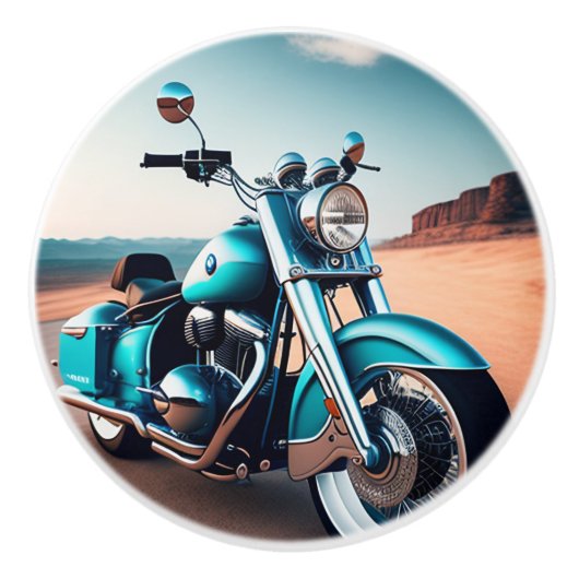 Slick Motorcycle Blaues Meer Keramikknauf (Vorderseite)