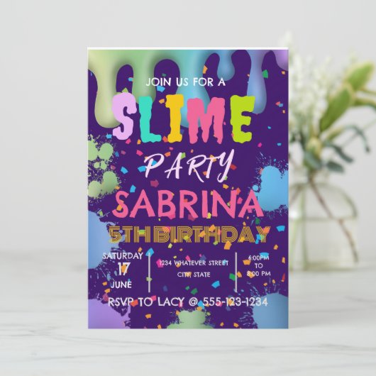 Slide Birthday Party Custom Einladung (Stehend Vorderseite)