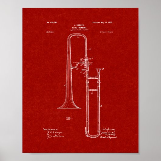 Slide-Posaune-Patent - Burgund Red Poster (Vorne)