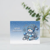 Slide Snowman Weihnachten Weihnachten Postkarte (Stehend Vorderseite)
