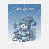 Slide Snowman Weihnachtsfeiertag Fleece Blanket (Vorderseite)