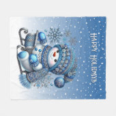 Slide Snowman Weihnachtsfeiertag Fleece Blanket (Vorderseite (Horizontal))