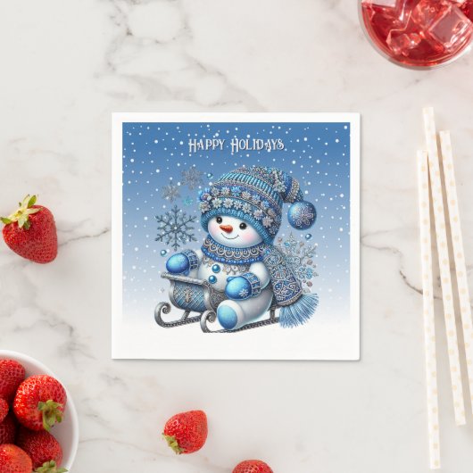 Slide Snowman Weihnachtsfeiertag Napkin Serviette (Beispiel)