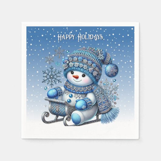 Slide Snowman Weihnachtsfeiertag Napkin Serviette (Vorderseite)
