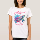 Slidin' Through Life Red Oared Slider Turtle T-Shirt (Vorderseite)