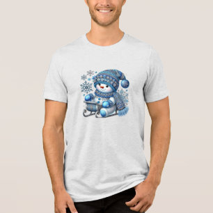 Sliding Snowman Herren T-Shirt Tri-Blend Shi Shirt