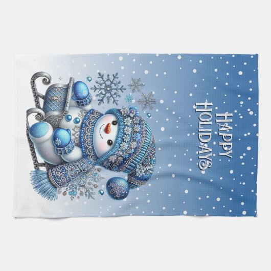 Sliding Snowman Weihnachten Urlaub Küche Handtuch (Horizontal)