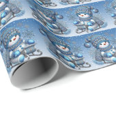 Sliding Snowman Weihnachts-Wrapping Paper Geschenkpapier (Rolleneckpunkt)