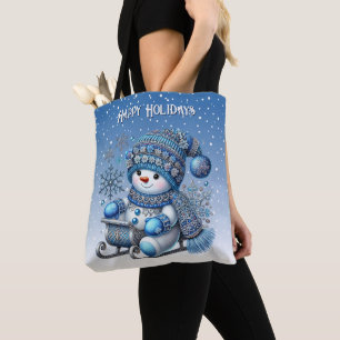 Sliding Snowman Weihnachtsfeiertag Tote Tag Tasche